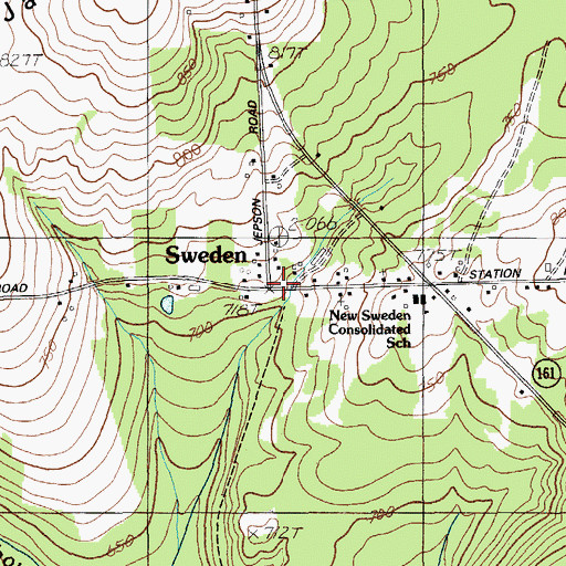 Topographic Map of Sweden, ME