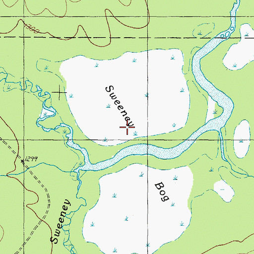 Topographic Map of Sweeney Bog, ME
