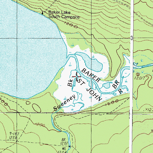 Topographic Map of Sweeney Brook, ME