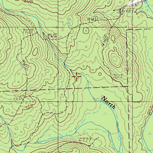 Topographic Map of Sweets Trail, ME