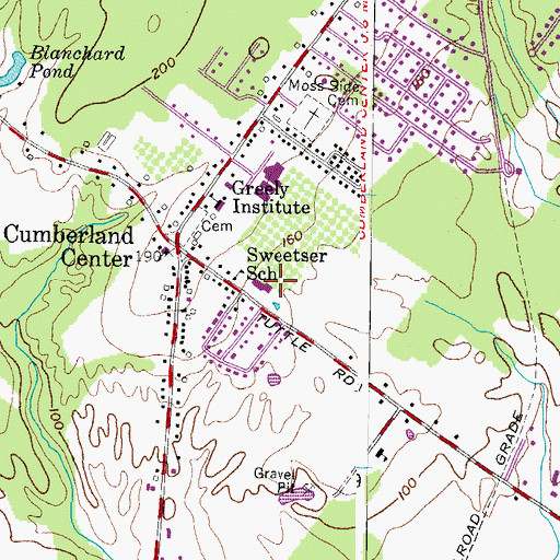 Topographic Map of Mabel Wilson School, ME
