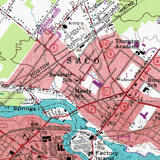 Topographic Map of Sweetser Childrens Services School, ME