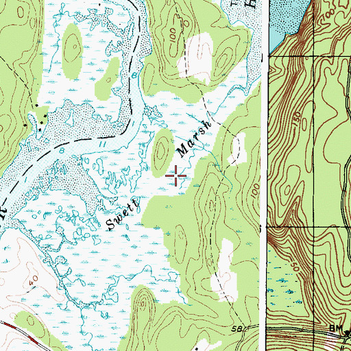 Topographic Map of Swett Marsh, ME
