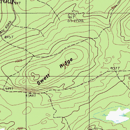 Topographic Map of Swett Ridge, ME