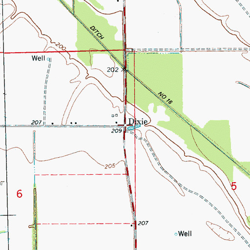 Topographic Map of Dixie, AR