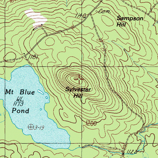 Topographic Map of Sylvester Hill, ME