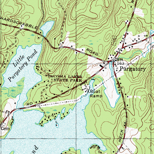 Topographic Map of Tacoma Lakes State Park, ME