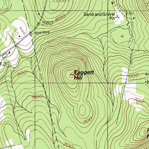 Topographic Map of Taggett Hill, ME