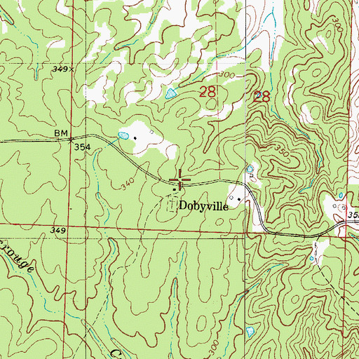 Topographic Map of Dobyville, AR