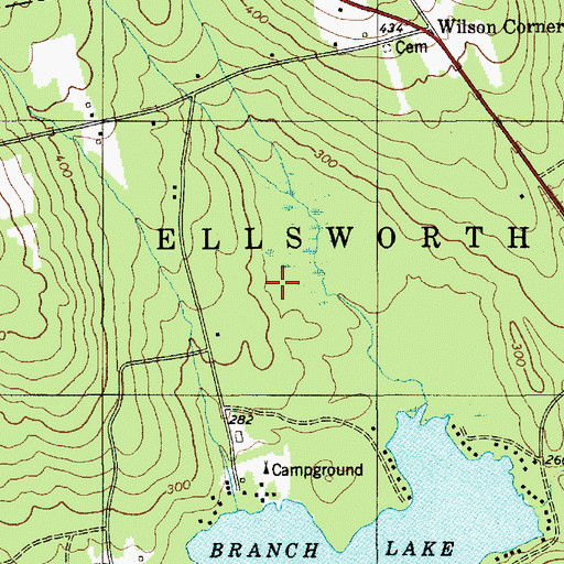 Topographic Map of Tannery Brook, ME