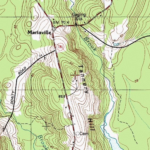 Topographic Map of Tannery Hill, ME
