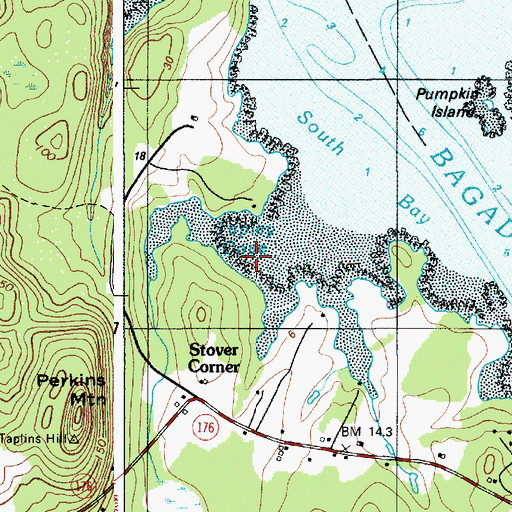 Topographic Map of Tapley Cove, ME