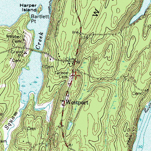 Topographic Map of Tarbox Cemetery, ME