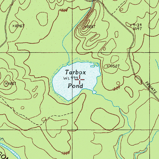 Topographic Map of Tarbox Pond, ME