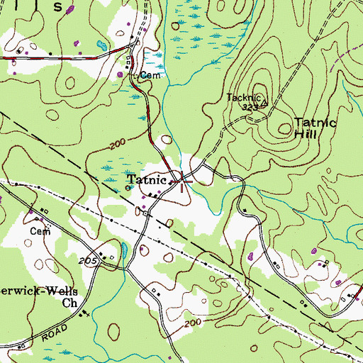 Topographic Map of Tatnic, ME