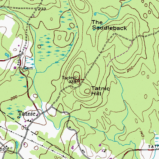 Topographic Map of Tatnic Hill, ME