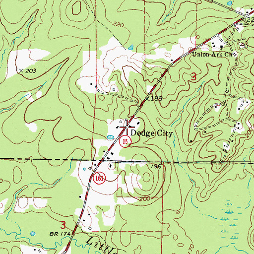 Topographic Map of Dodge City, AR