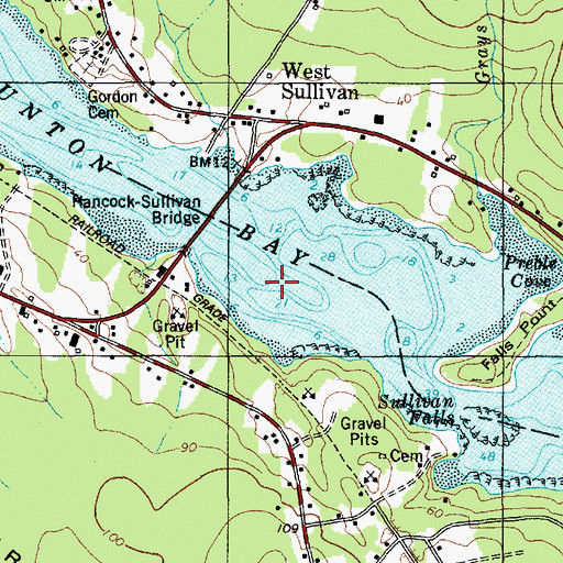 Topographic Map of Taunton Bay, ME