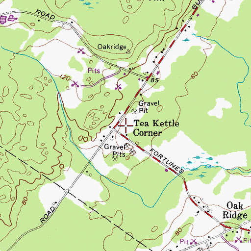 Topographic Map of Tea Kettle Corner, ME