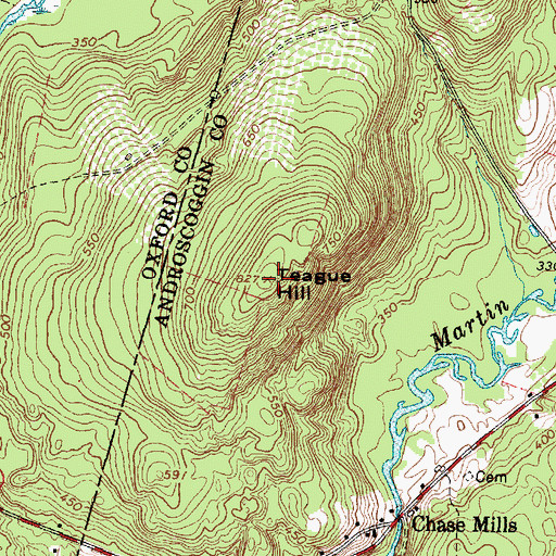 Topographic Map of Teague Hill, ME