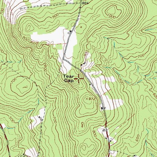 Topographic Map of Tear Cap, ME