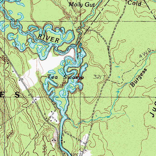 Topographic Map of Ted Swamp, ME