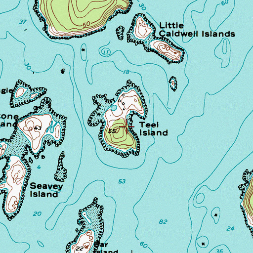 Topographic Map of Teel Island, ME