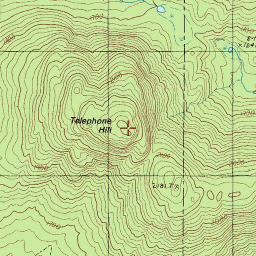 Topographic Map of Telephone Hill, ME