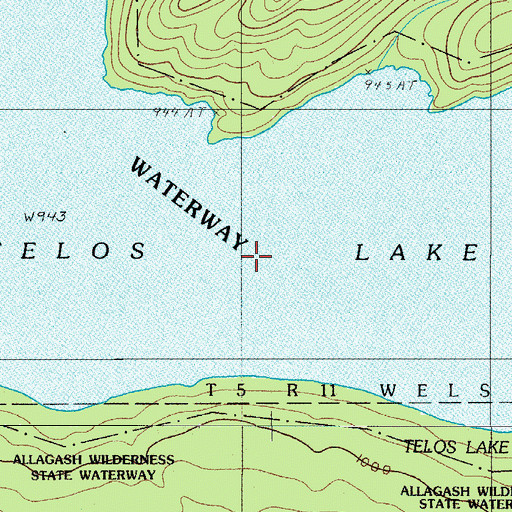 Topographic Map of Telos Lake, ME