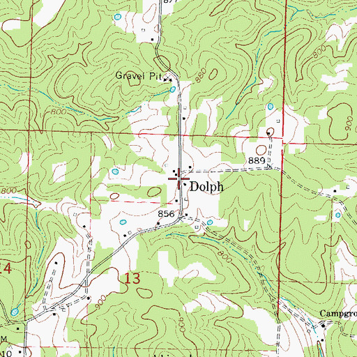 Topographic Map of Dolph, AR