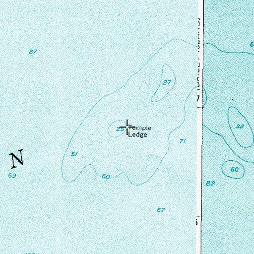 Topographic Map of Temple Ledge, ME
