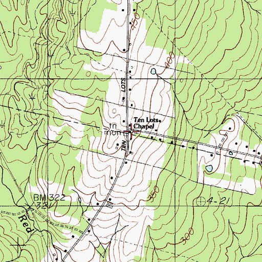 Topographic Map of Ten Lots Chapel, ME