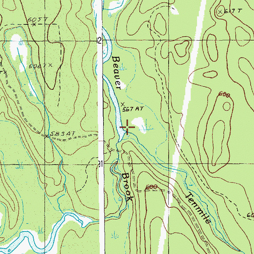 Topographic Map of Tenmile Brook, ME