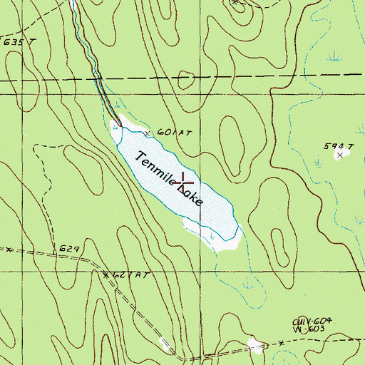 Topographic Map of Tenmile Lake, ME
