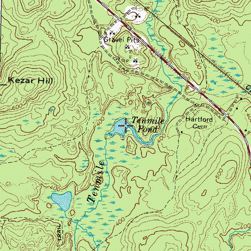 Topographic Map of Tenmile Pond, ME