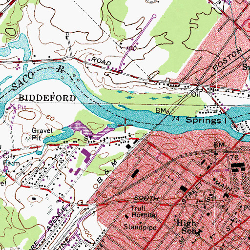 Topographic Map of Thacher Brook, ME