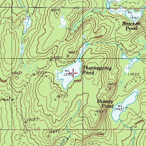 Topographic Map of Thanksgiving Pond, ME
