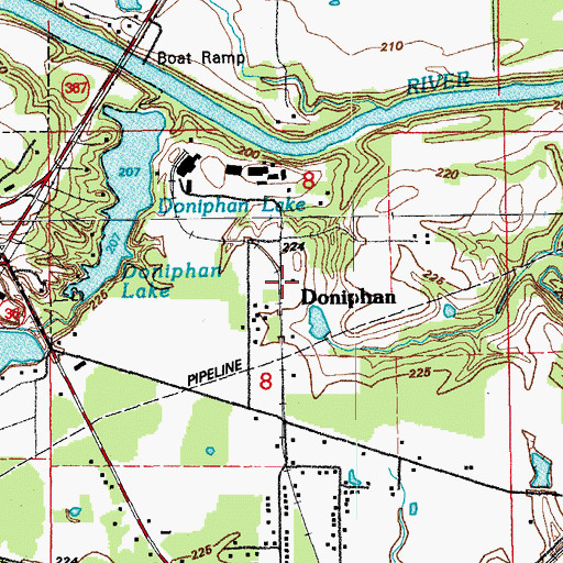 Topographic Map of Doniphan, AR