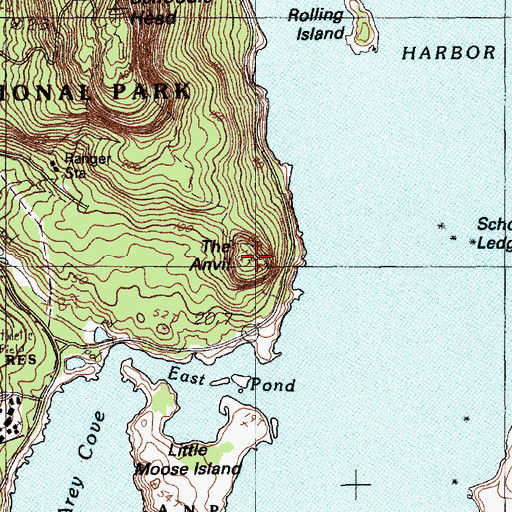 Topographic Map of The Anvil, ME