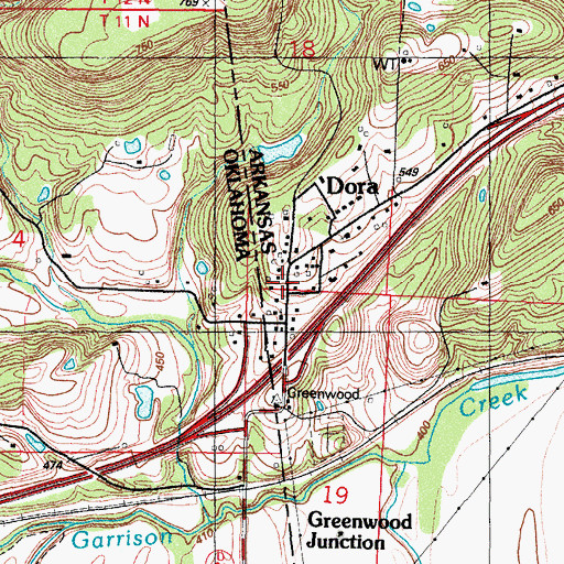 Topographic Map of Dora, AR