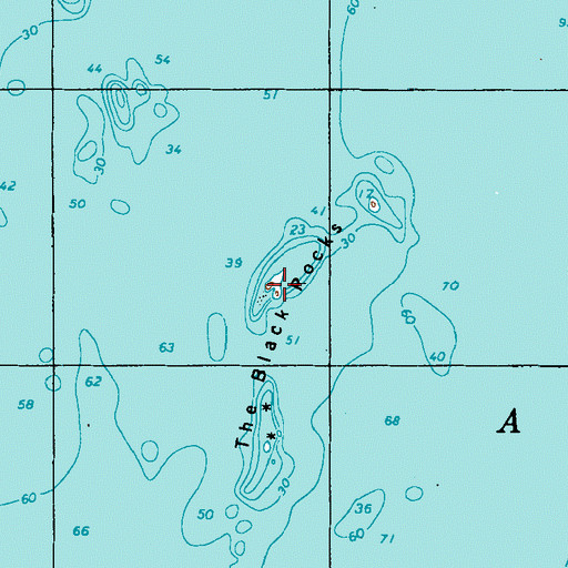 Topographic Map of The Black Rocks, ME