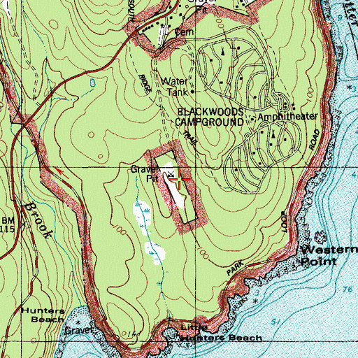 Topographic Map of The Black Woods, ME