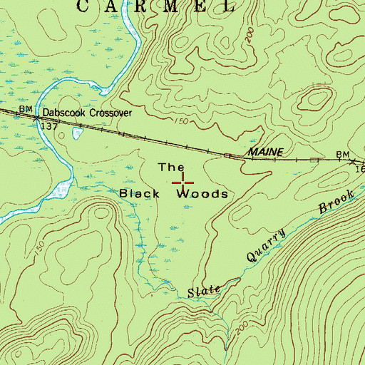 Topographic Map of The Black Woods, ME