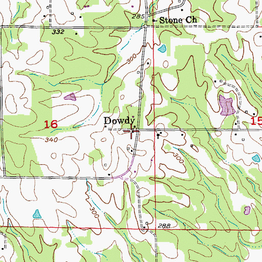 Topographic Map of Dowdy, AR