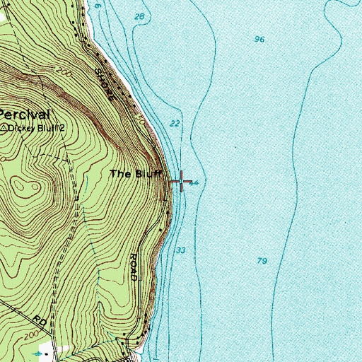Topographic Map of The Bluff, ME