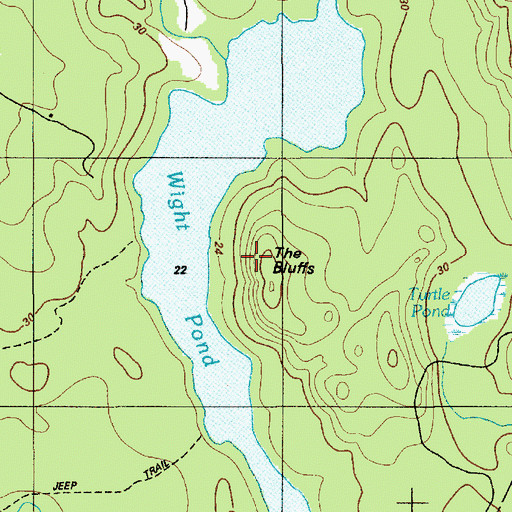 Topographic Map of The Bluffs, ME