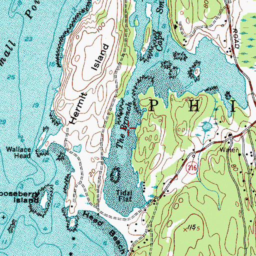 Topographic Map of The Branch, ME