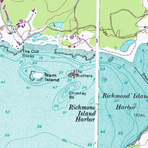 Topographic Map of The Brothers, ME