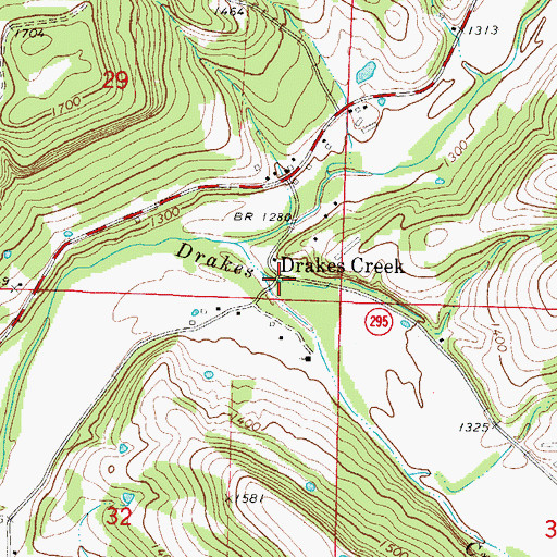 Topographic Map of Drakes Creek, AR