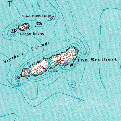 Topographic Map of The Brothers, ME
